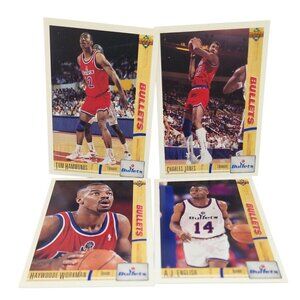 1991-92 Upper Deck Washington Bullets NBA Basketball 4 Card Bundle - Vintage